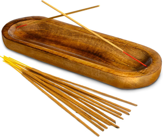 Handmade Wooden Incense Holder and Ash Catcher Tray 11x4x1.2 Inches