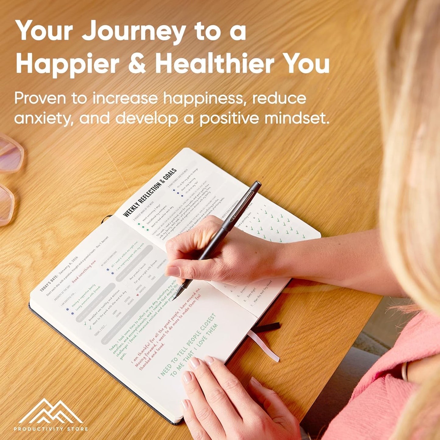 Best Daily Journal - Daily Gratitude and Manifestation Journal with Guided Prompts A5 Black