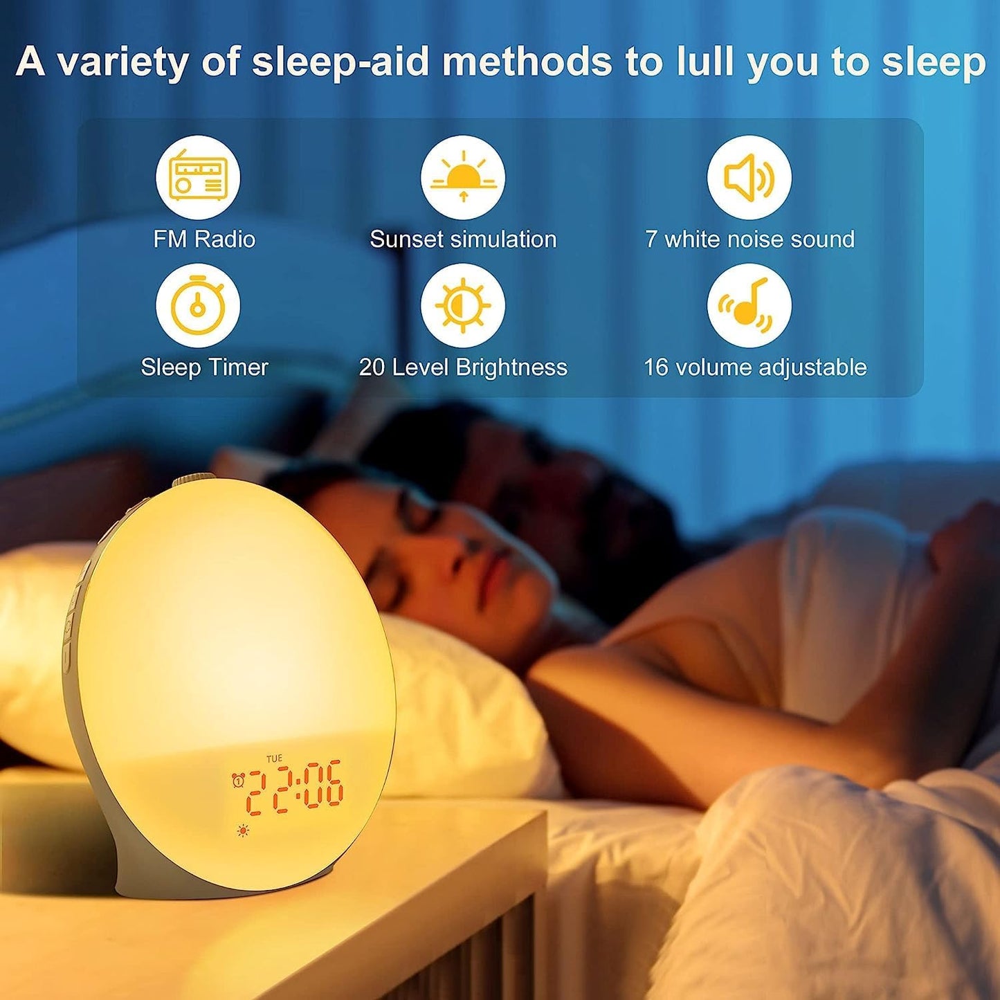 Smart Wake-Up Light Alarm Clock with Sunrise and Sunset Simulation