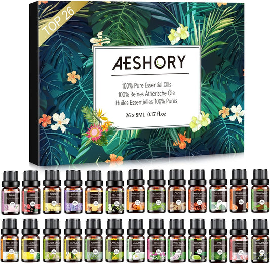 Essential Oils Set 26x5ml Pure Aromatherapy Kit for Diffuser and Self-Care