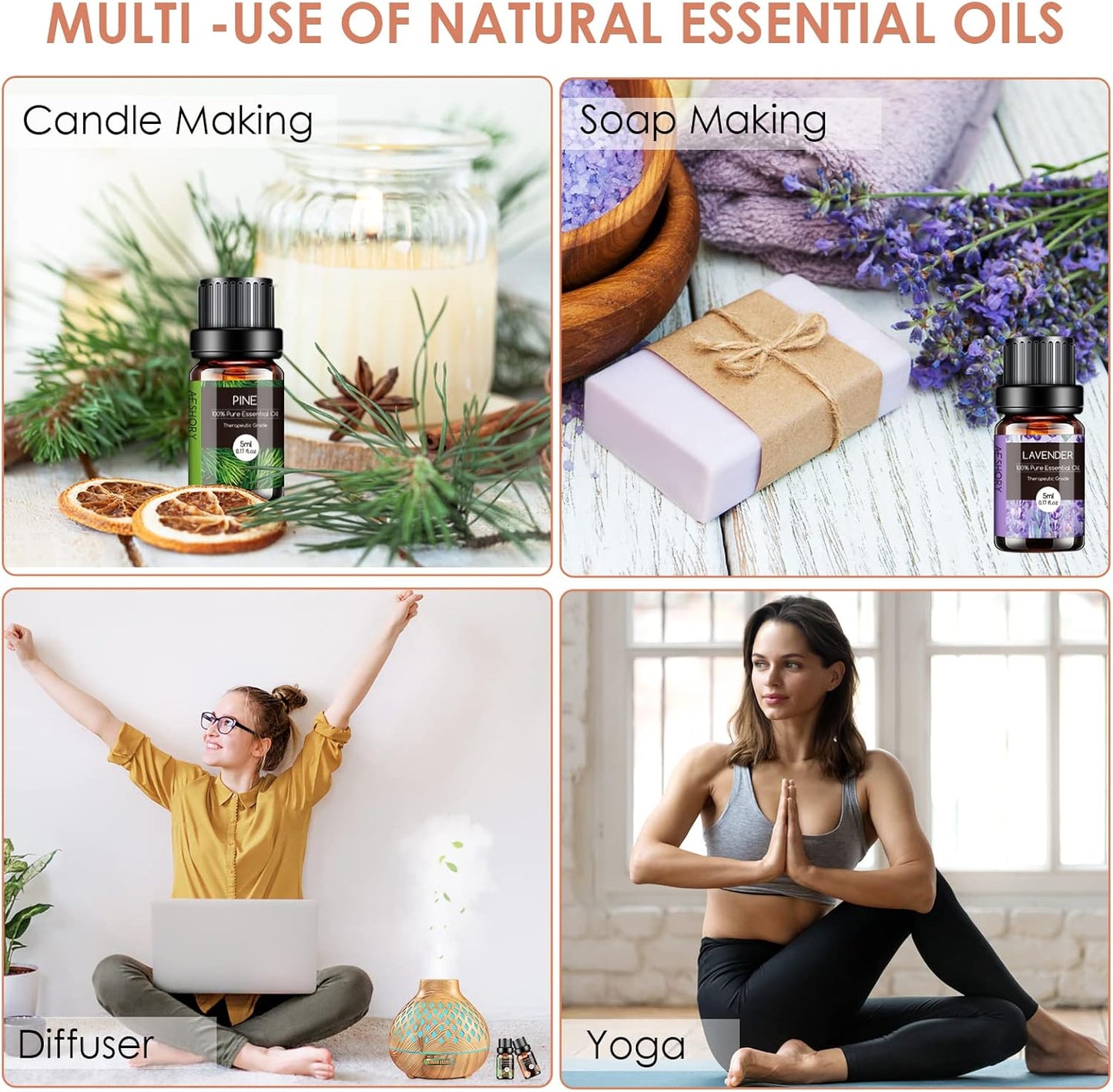 Essential Oils Set 26x5ml Pure Aromatherapy Kit for Diffuser and Self-Care