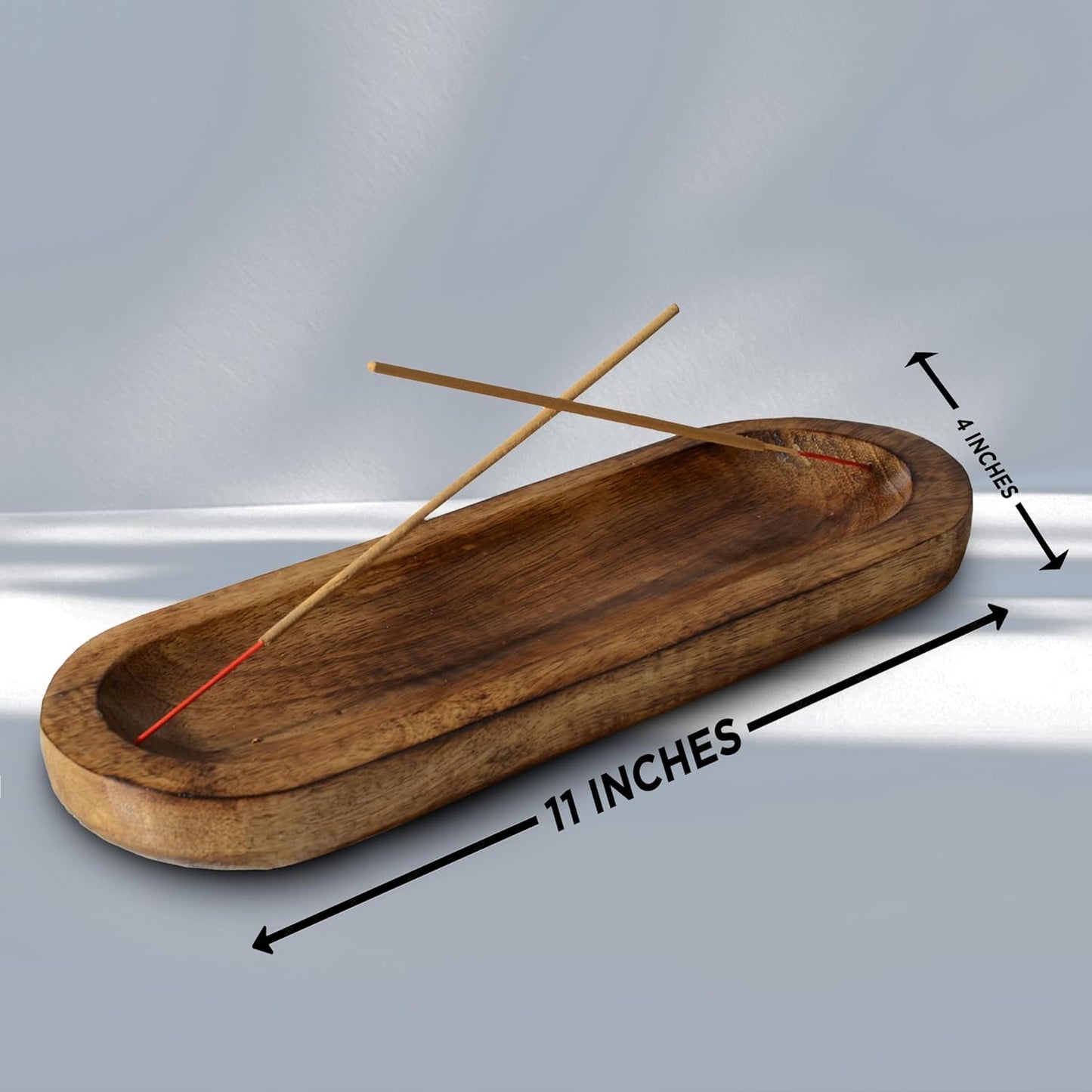 Handmade Wooden Incense Holder and Ash Catcher Tray 11x4x1.2 Inches
