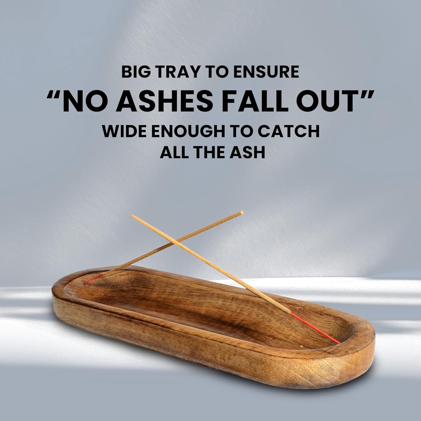 Handmade Wooden Incense Holder and Ash Catcher Tray 11x4x1.2 Inches