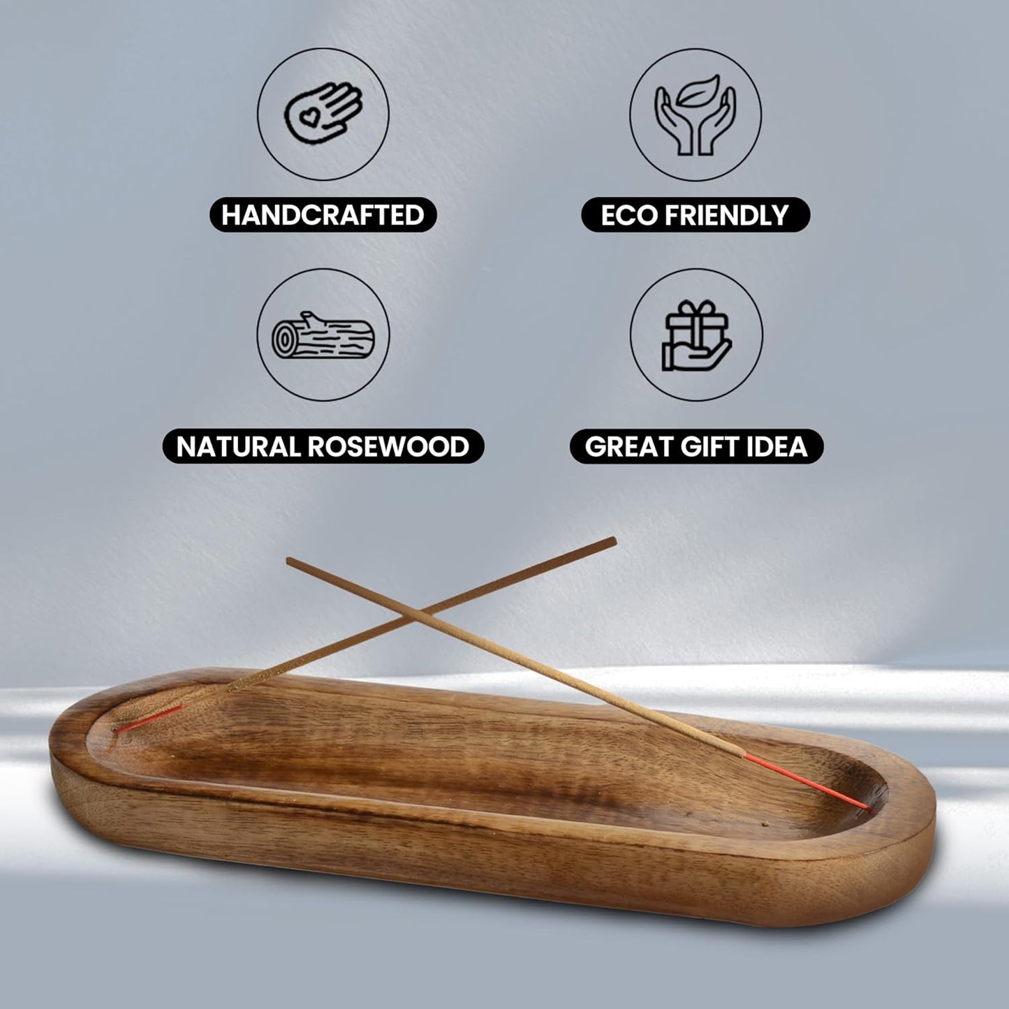 Handmade Wooden Incense Holder and Ash Catcher Tray 11x4x1.2 Inches