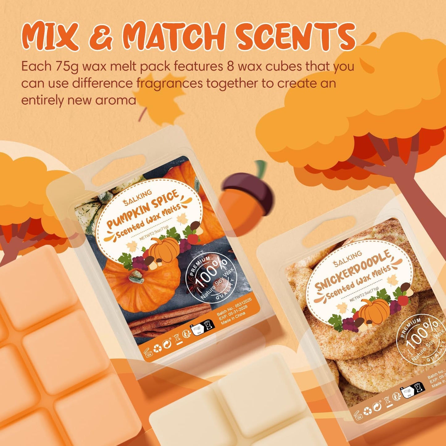 Autumn Scented Soy Wax Melts Gift Set 8x2.6oz