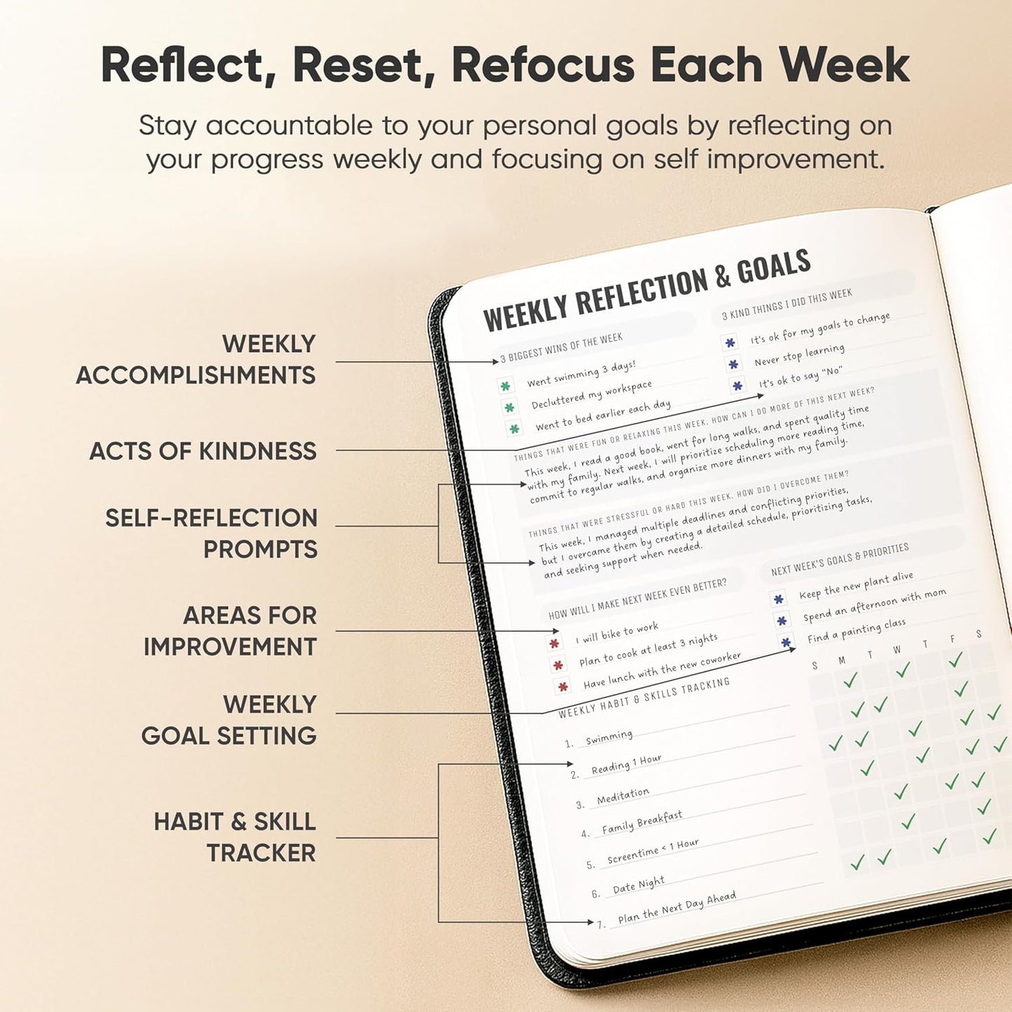 Best Daily Journal - Daily Gratitude and Manifestation Journal with Guided Prompts A5 Black