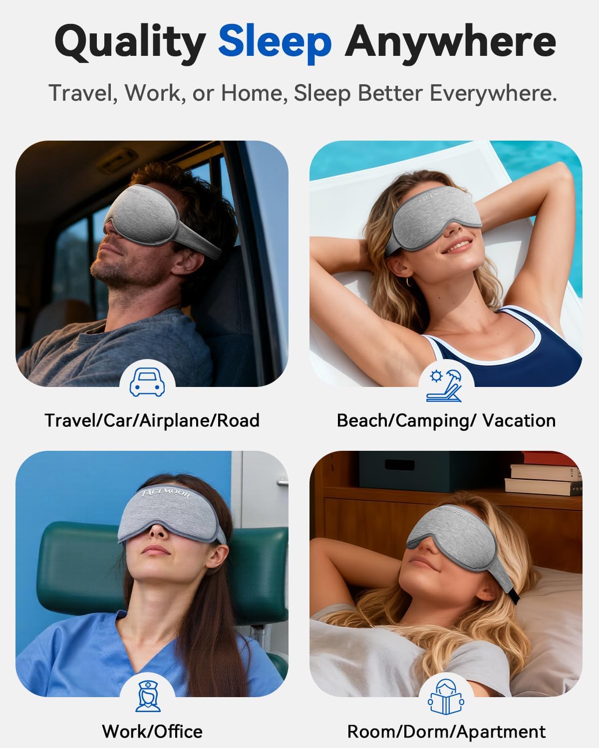 Weighted 3D Contoured Eye Mask for Sleeping and Meditation