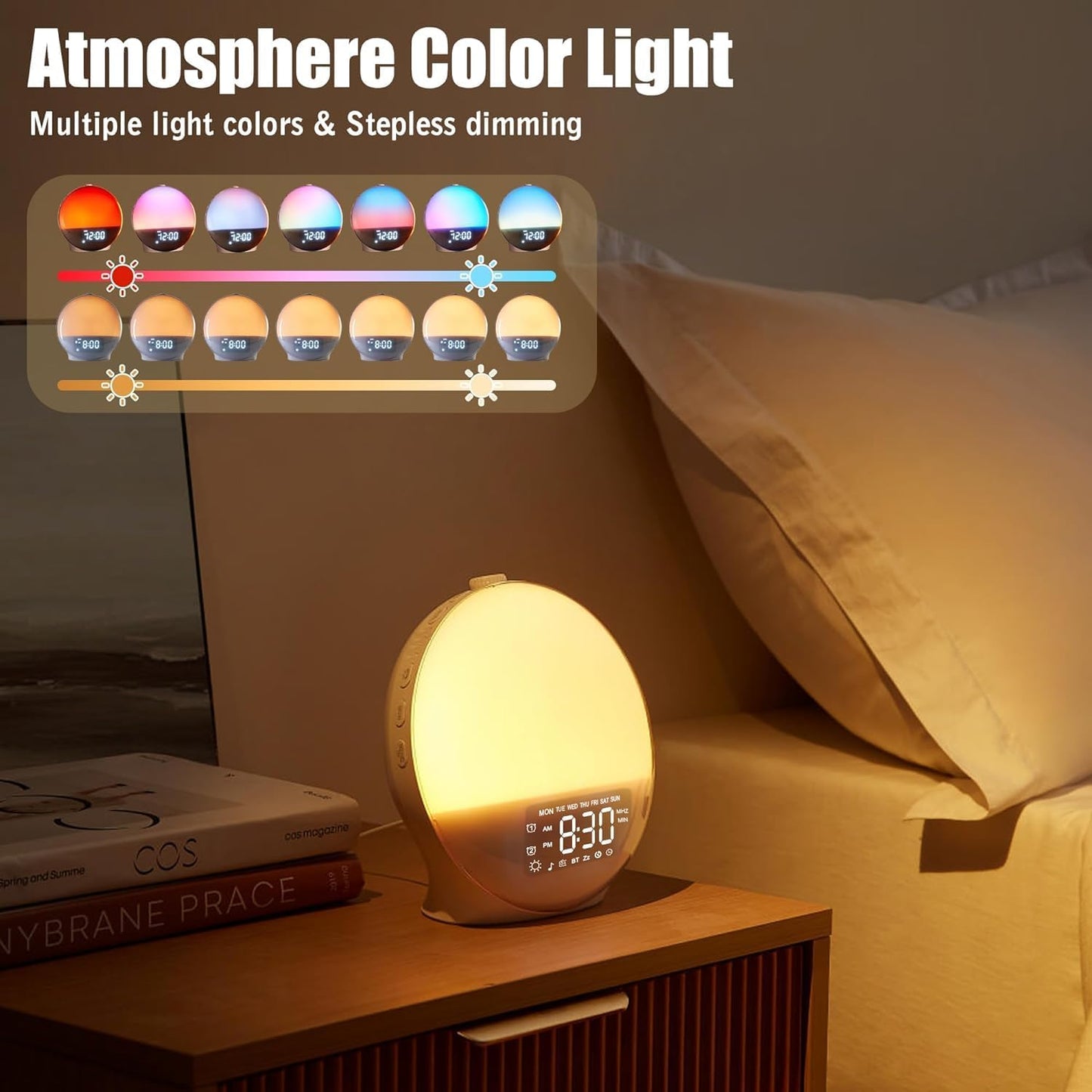 Smart Wake-Up Light Alarm Clock with Sunrise and Sunset Simulation