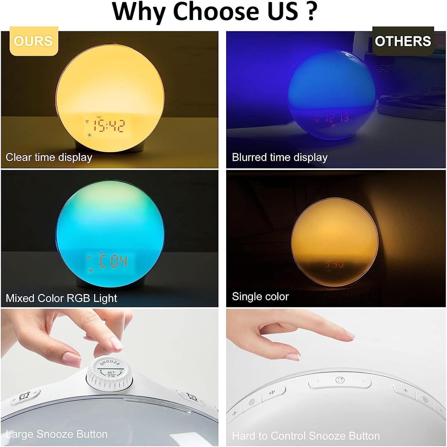 Smart Wake-Up Light Alarm Clock with Sunrise and Sunset Simulation