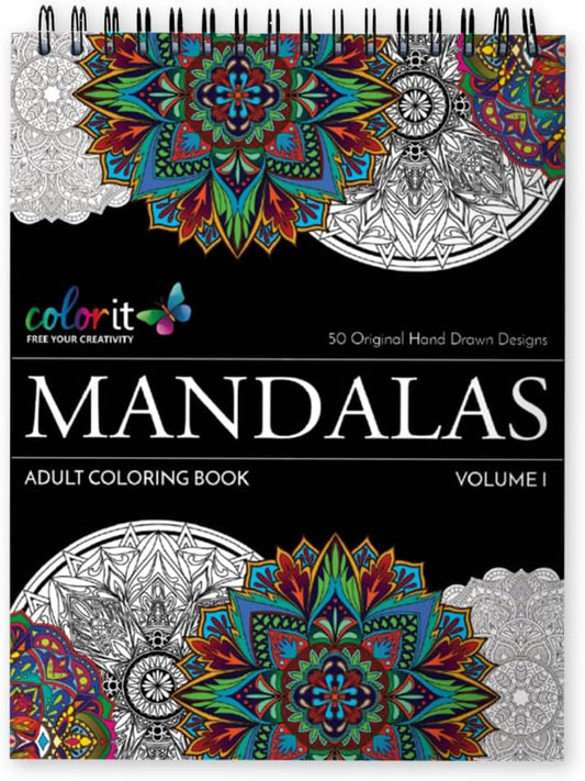 Mandala Coloring Book for Adults with Hardback Covers and Spiral Binding