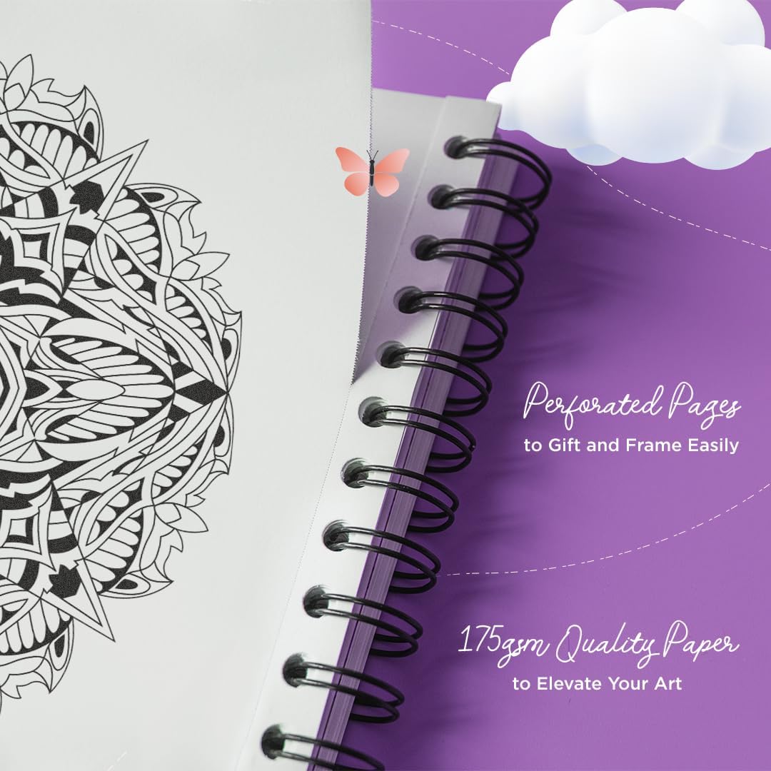 Mandala Coloring Book for Adults with Hardback Covers and Spiral Binding