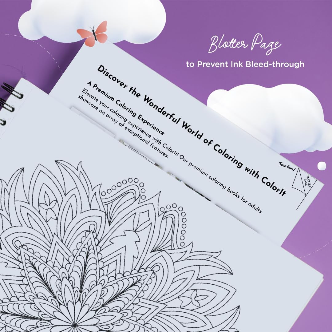 Mandala Coloring Book for Adults with Hardback Covers and Spiral Binding