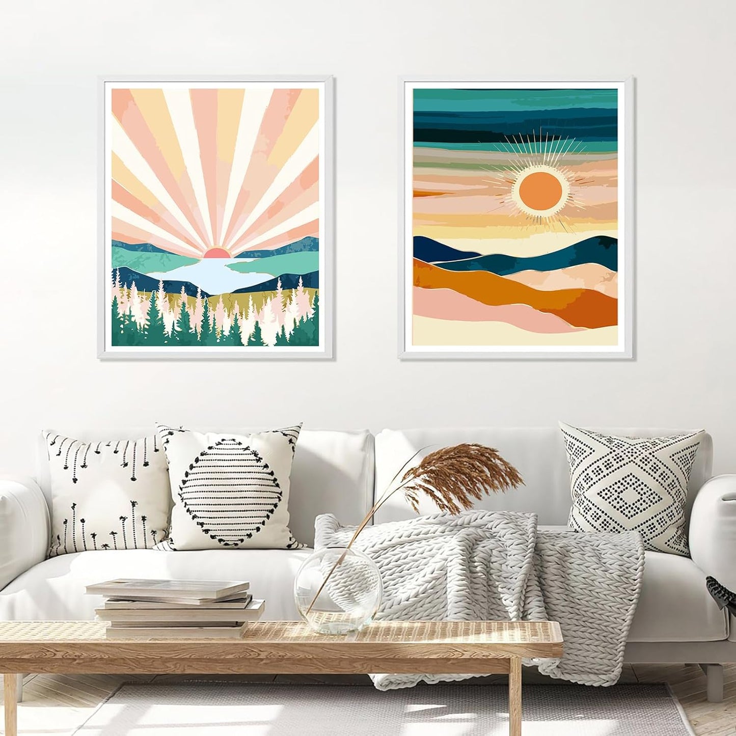 Jethami Paint by Numbers Kit for Adults 2 Pack Mountain Lake Sunset 16x20in